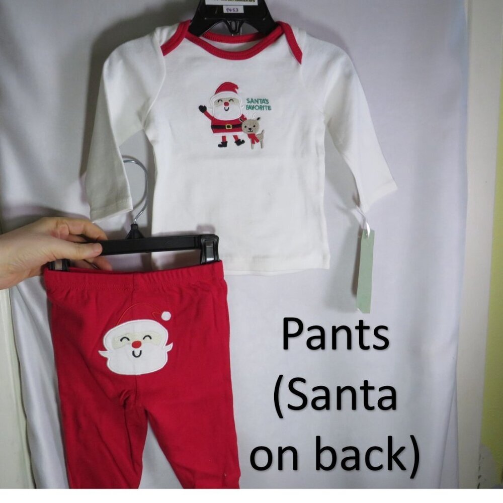 Baby Santa's favorite (2)pc embroidered long sleeve cotton